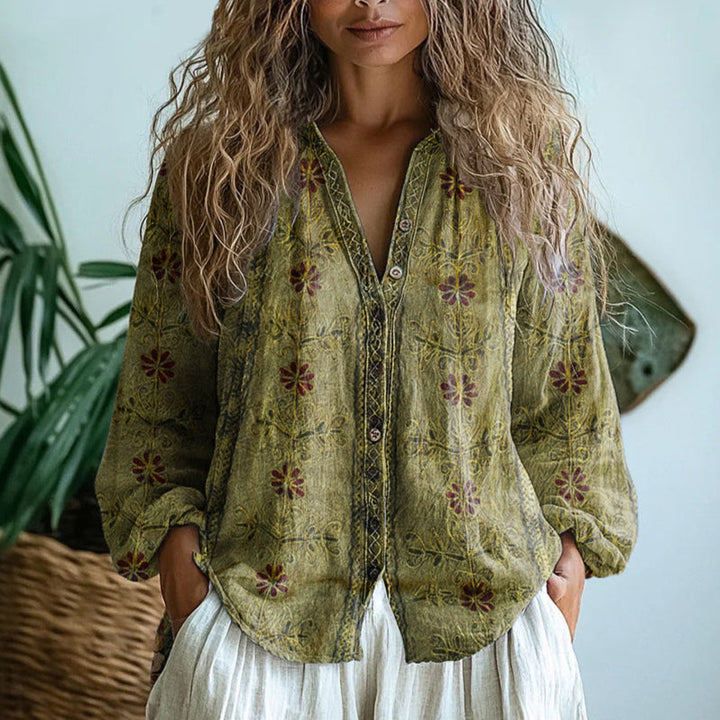 Sofia – Blouse ample avec imprimé naturel
