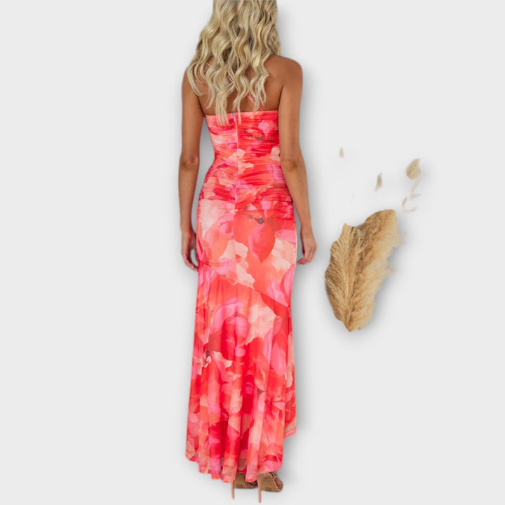Pia - Robe maxi avec fronces asymétriques