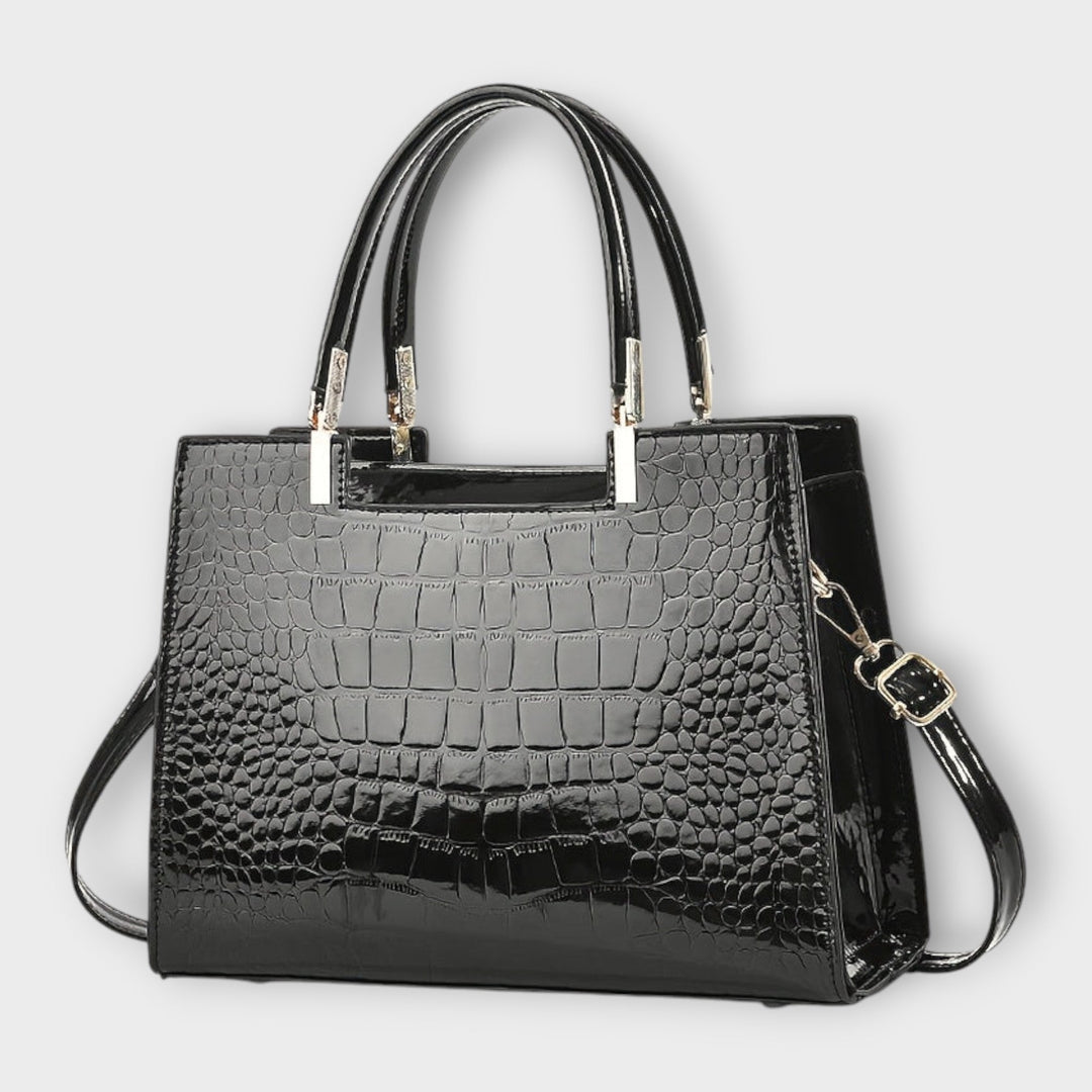 Cécile. - Sac brillant avec motif crocodile
