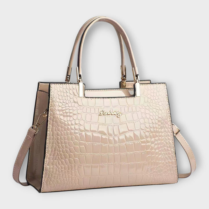Cécile. - Sac brillant avec motif crocodile