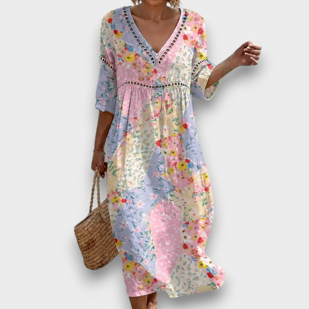 Clara - Robe Florale à Patches