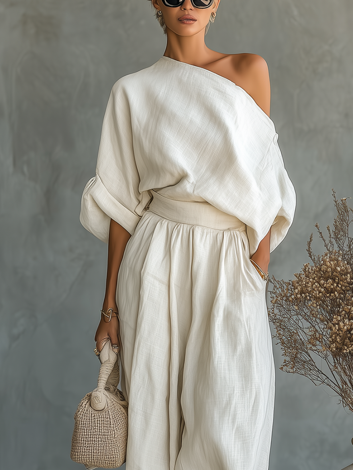 Lisa | Ensemble Top Doux à Épaules Dégagées et Pantalons Ajustés