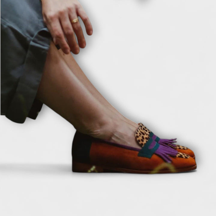 Fallon – Mocassins marron avec imprimé léopard