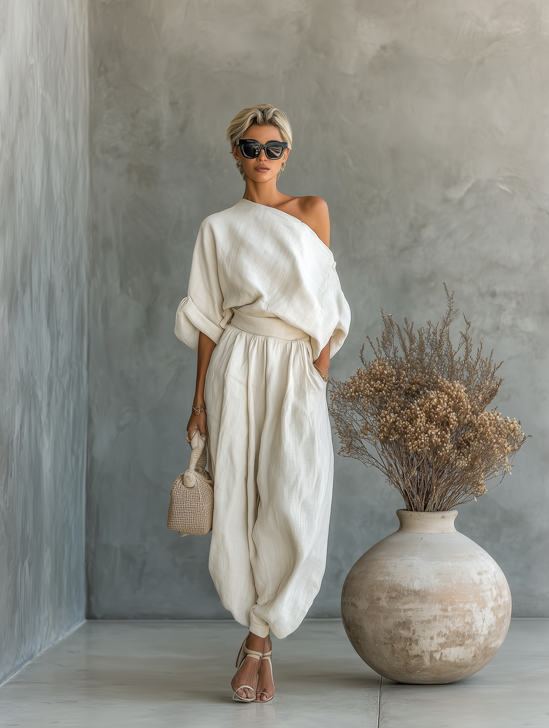 Lisa | Ensemble Top Doux à Épaules Dégagées et Pantalons Ajustés