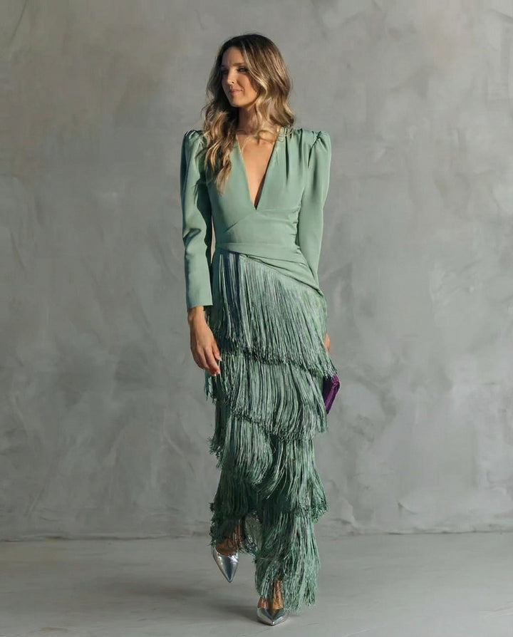Clara™ | Robe élégante avec des manches à franges