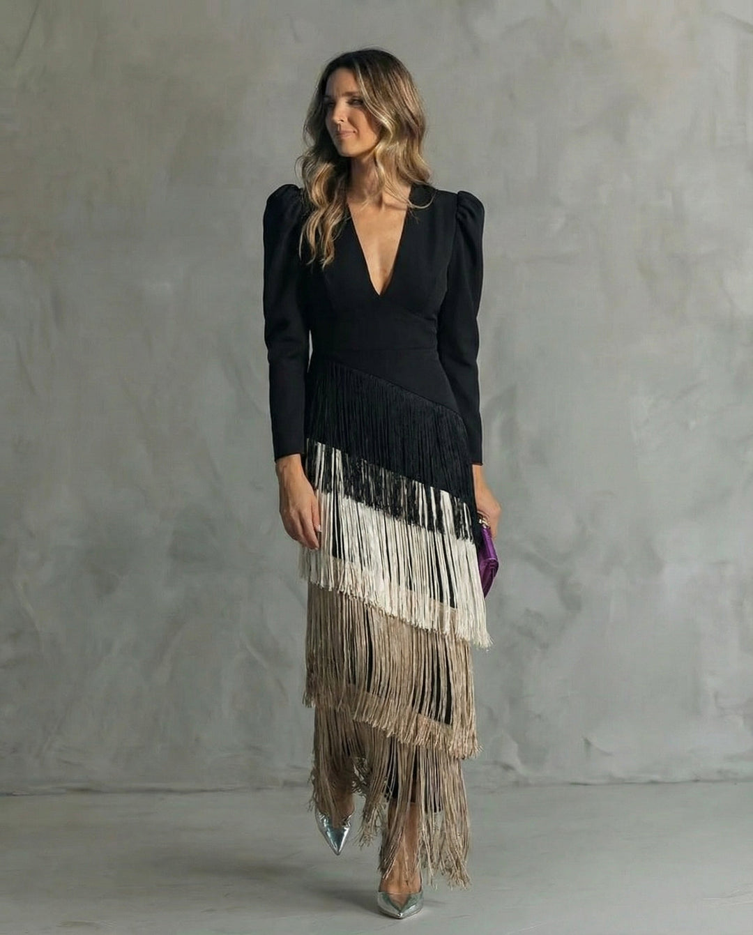 Clara™ | Robe élégante avec des manches à franges