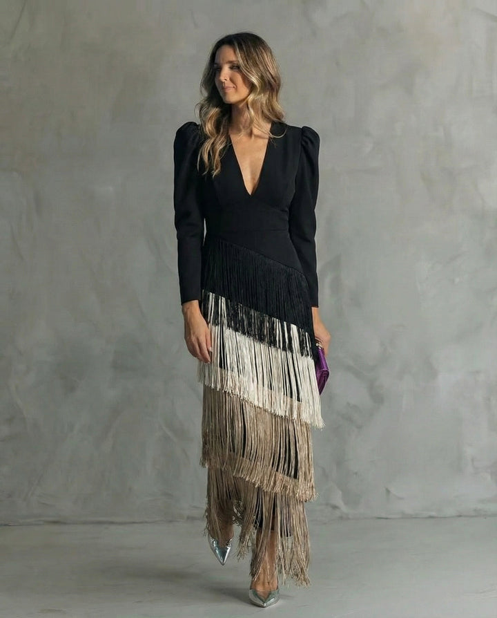 Clara™ | Robe élégante avec des manches à franges