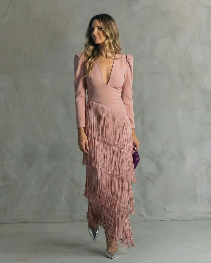 Clara™ | Robe élégante avec des manches à franges