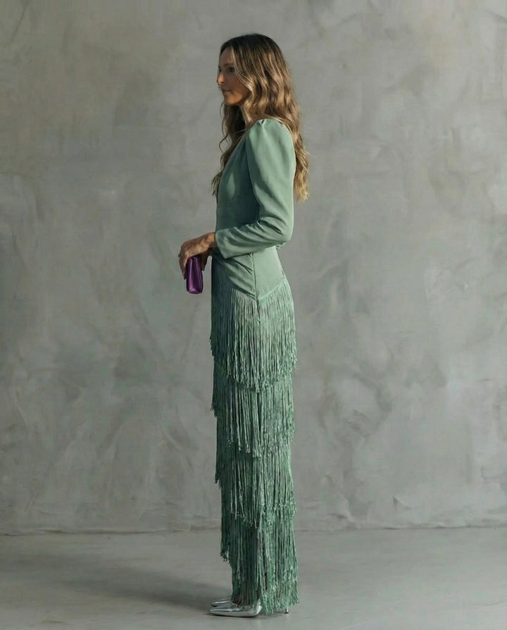 Clara™ | Robe élégante avec des manches à franges