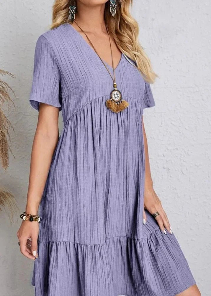 Jana™ – Robe Mini à Col V Ribbete à Volants