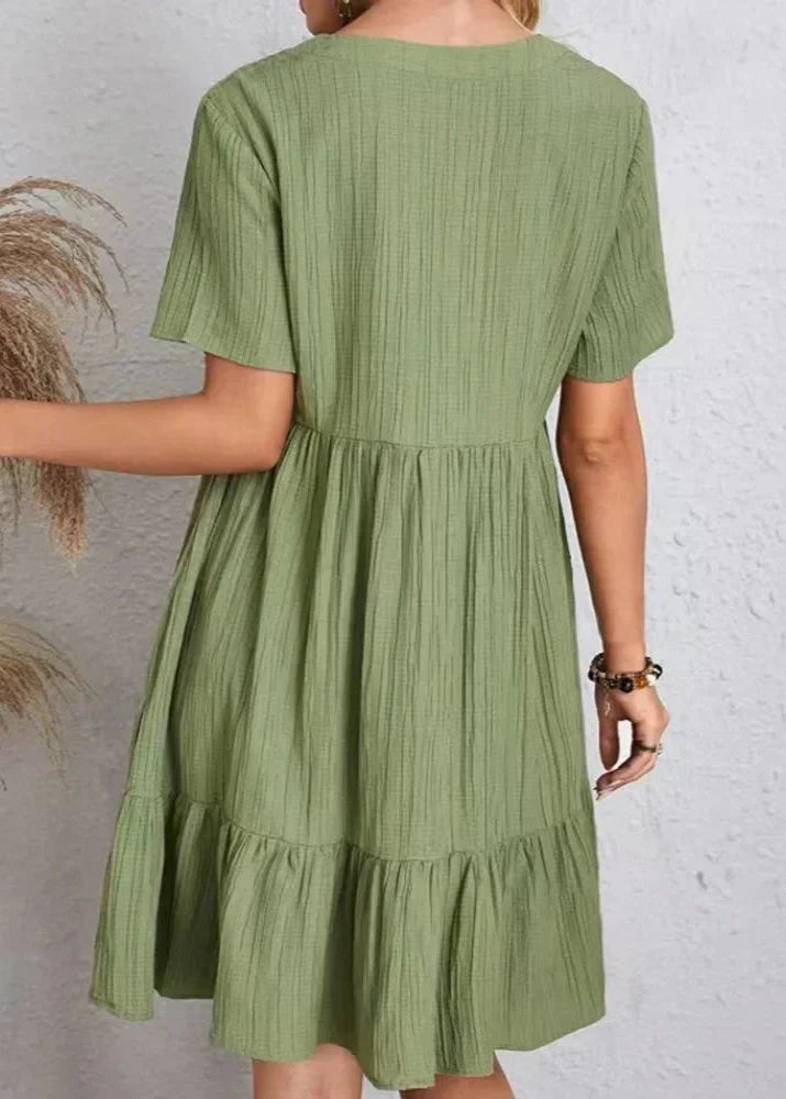 Jana™ – Robe Mini à Col V Ribbete à Volants