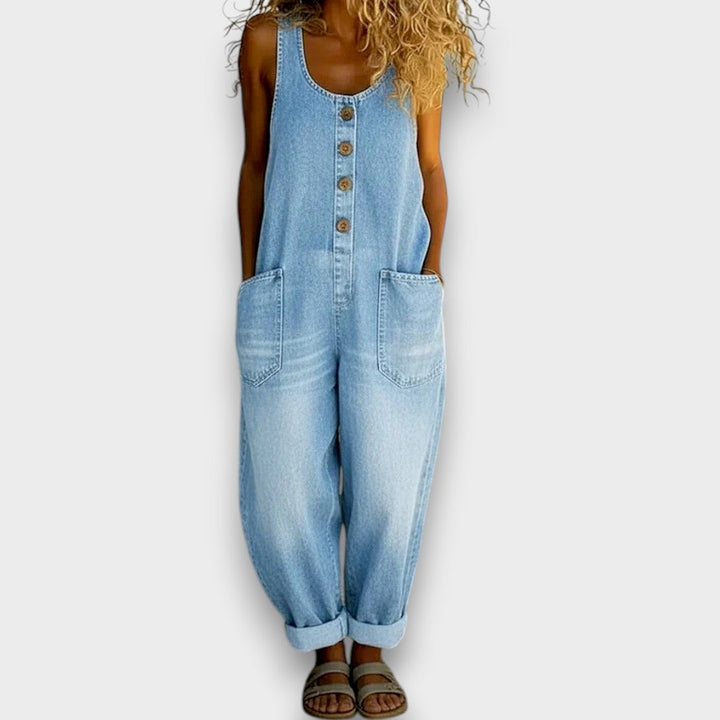 Saylor - Salopette en Denim Coton Vintage Lavé